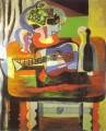 Verre bouquet guitare bouteille 1919 cubiste Pablo Picasso